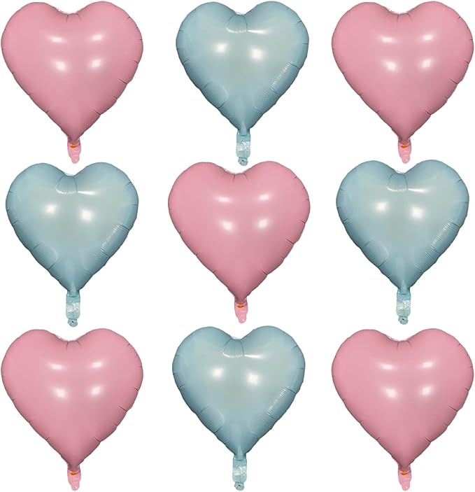 Pink Heart Shaped balloons Pack of 10,18 Inch Love Valentine Balloons Blue Heart Romantic Balloons For Valentines Day Propose Marriage Wedding Bridal Shower Engagement Party Decorations