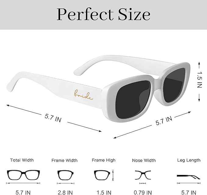 Bride Squad Bachelorette Party Favors 10 Pcs Team Bride Sunglasses Retro Rectangle Bridesmaid Gifts Sunglasses