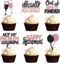 24 Pcs Happy Retirement Cupcake Toppers Officially Retired Cupcake Picks, Out Of Office Forever Retirement Theme Cake Toppers Decorations for Farewell Party Cakes (Black&Rose Gold)