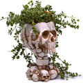 Skull Planter, Goth Flower Pot, Gothic Plant Pots, Succulent Pots with Drainage, Halloween Plant Pot, Tall White Skulls Statue, Funny Desk Home Decor, Cool Figurines Flower Pots Gift for Mother Father