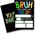 Teen Boy Party Invitation Supplies with Envelopes Set of 20 Bruh Birthday Party Invitation Fill in Blank, Double Sided