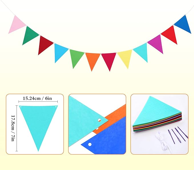 Irenare 4-Piece Happy Birthday Banner - Colorful Party Decor, Felt Garland Banner with Rainbow Colors