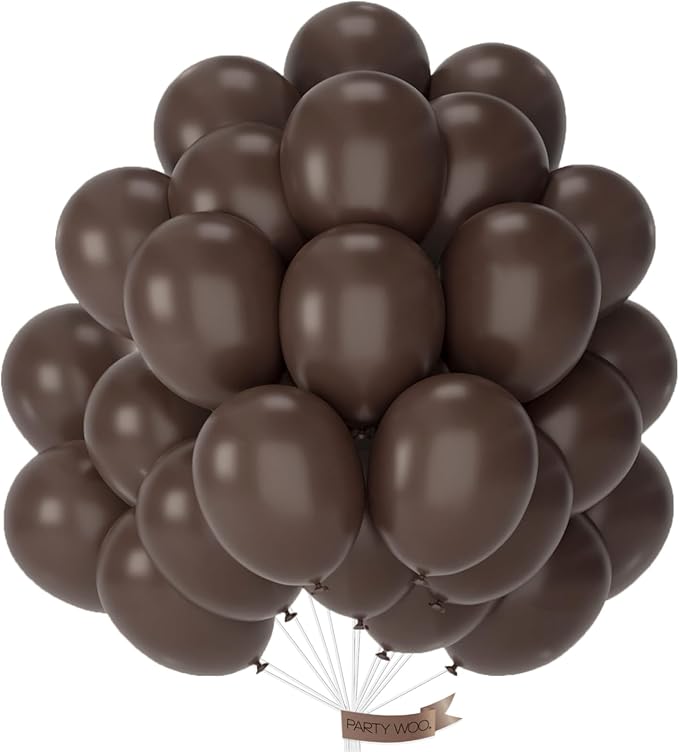 PartyWoo Dark Brown Balloons 101pcs 12 Inch Boho Coffee Neutral Fall Latex Helium Balloons for Graduation Baby Shower Anniversary Thanksgiving Birthday Autumn Theme Party Decorations Brown-F20