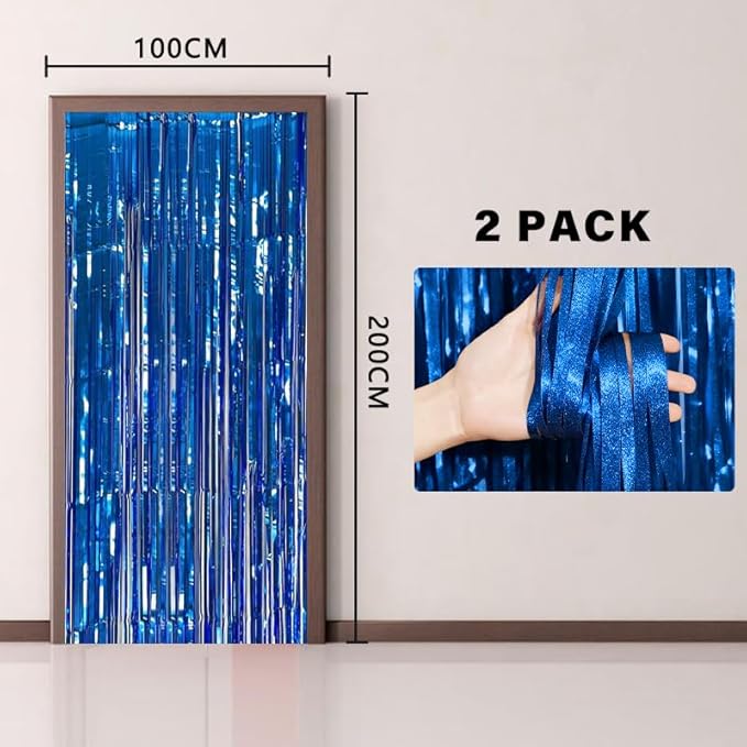 Birthday Party Streamer Backdrop Decorations-Glossy Foil,Brightly Colored,Perfect for Themed Party,Christmas,2 Pack,RoyalBlue