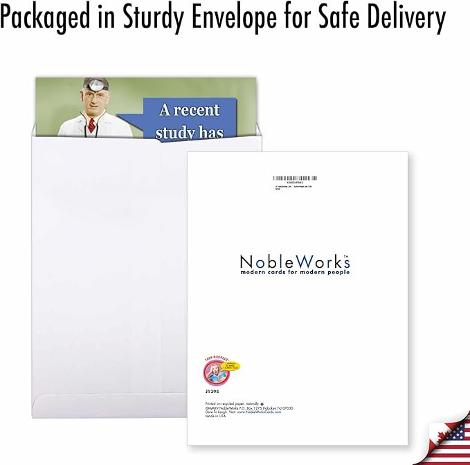 NobleWorks Big Funny Birthday Paper Card 8.5 x 11 Inch with Envelope (1 Pack) Large Bday A Recent Study J1395