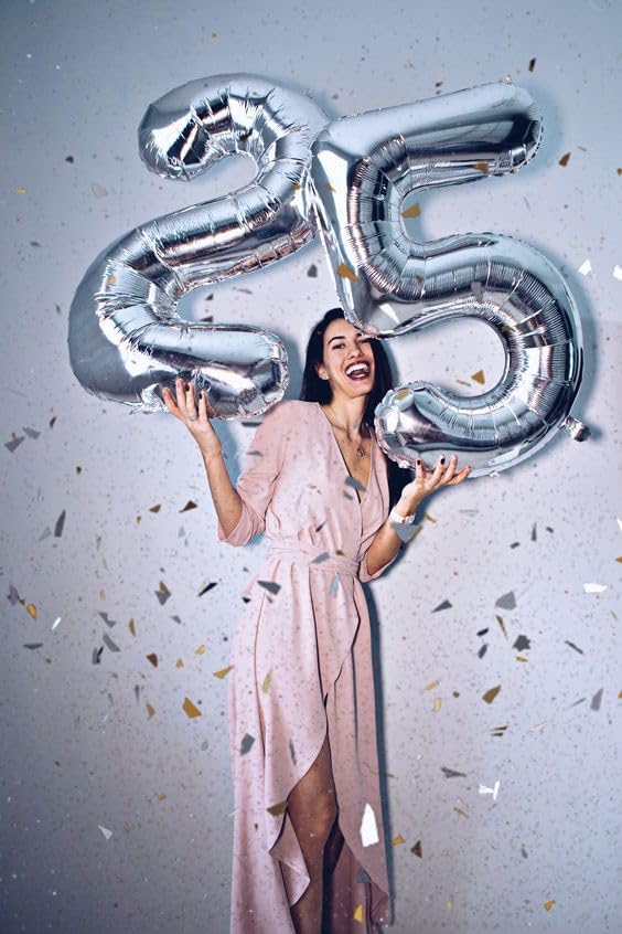 60 Balloon Number, Silver Number 60th Birthday Balloons 40 Inch, 60 Years Old Silver Birthday Decorations for Men Women, 60th Anniversary Decorations