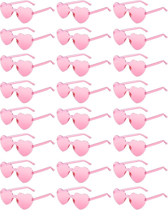 24 Pairs Heart Shaped Sunglasses for Women Colorful Glasses Fun Trendy Transparent Heart Sunglasses Party Favor