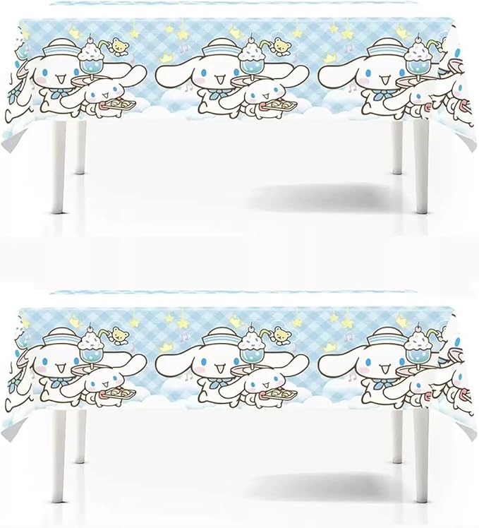 2pcs Pink Cat Tablecloth Cute Anime Themed Party Supplies Tablecover Perfect for Birthday Celebration and Party Decorations (70x42.9 inch) (Star Dog)