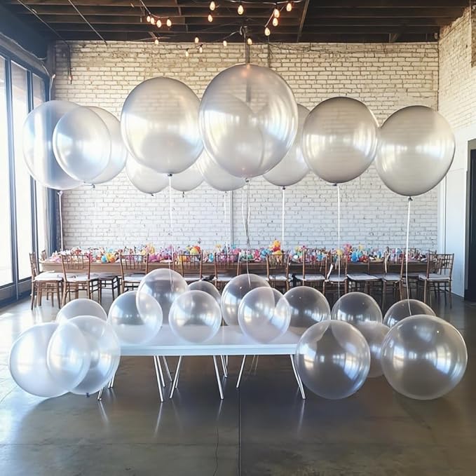 50 Pcs Clear Balloons Kit 18 24 36 Multi Sizes Transparent Giant Balloon, Use for Pool Party Birthdays, Weddings, Events Party Decoration Supplies
