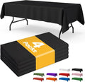 Black Plastic Table Cloth - 4 Pack 54" × 108" Rectangle Disposable Tablecloths for 6FT Tables, Table Cover for Party, Holiday & Gathering Use
