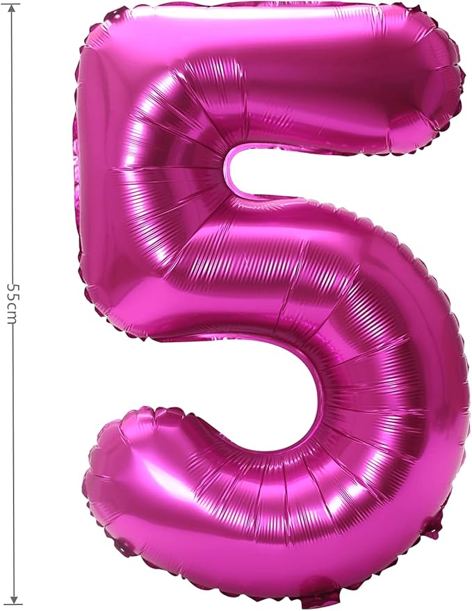 YPSelected 32 Inch Large Foil Helium Number Balloon Birthday Wedding Party 0-9 (Rose Red, 5)