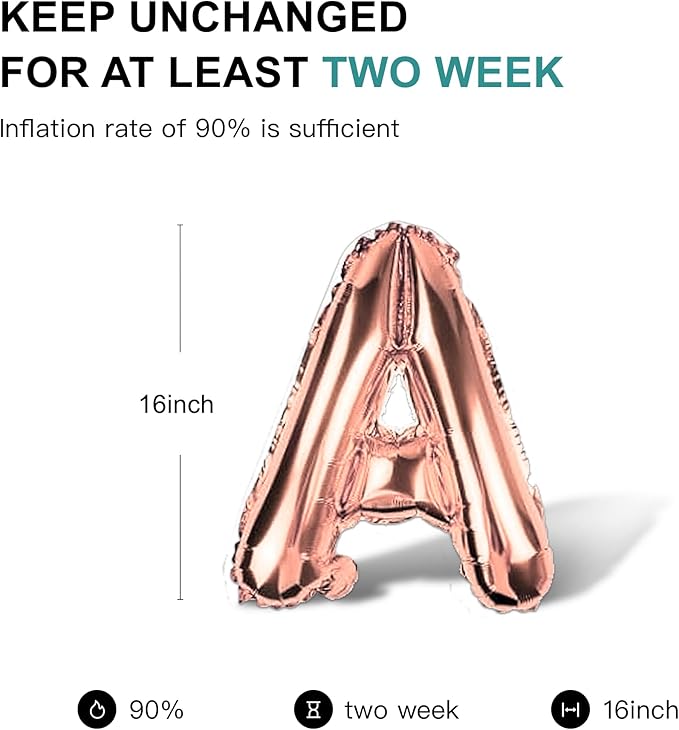 58 PCS Letter Balloons Alphabet Letters 2 Sets A- Z & 1 Sets AEIOU 16 - Inch Mylar Foil Balloons Set for Wedding/Birthdays/Annivs/Grads party Decoration Banner Custom Phrase（Rose Gold）