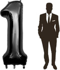 60 Inch Black Number Balloon Large Foil Number Balloons With Base，0-9 Big Number Balloons for Birthday Party Supplies Decorations
