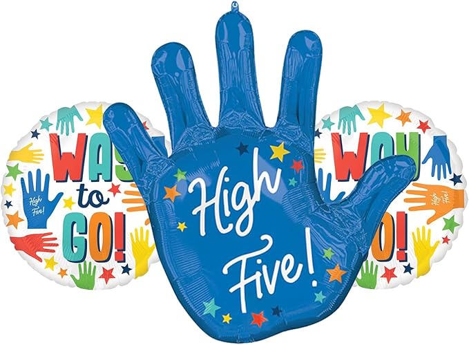 High Five! Way To Go! Celebratory Foil Party Balloon Bundle