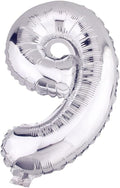 Glanzzeit 16 Inch Silver Foil Balloons Letters A to Z Numbers 0 to 9 for Prom Wedding Birthday Party Decor (Number 9)
