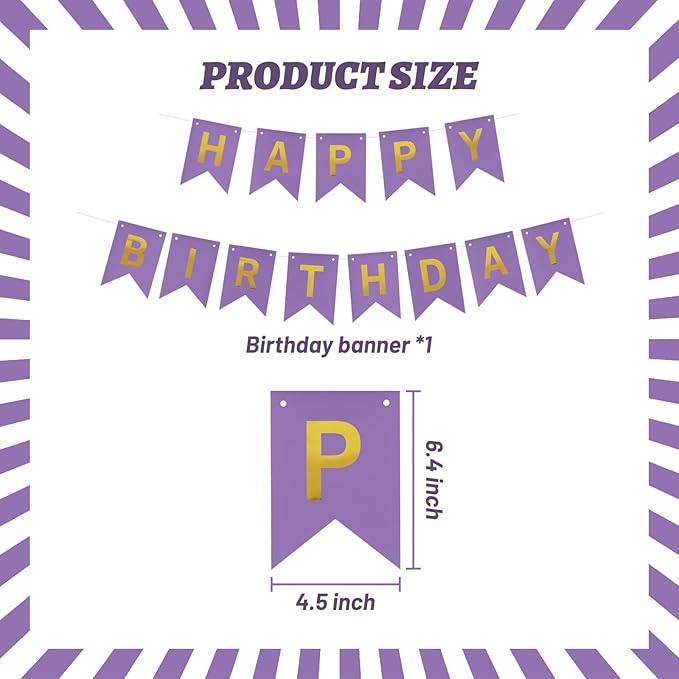 ZHENGYE Happy Birthday Banner Purple Birthday Decoration Sign Birthday Party Decorations Supplies
