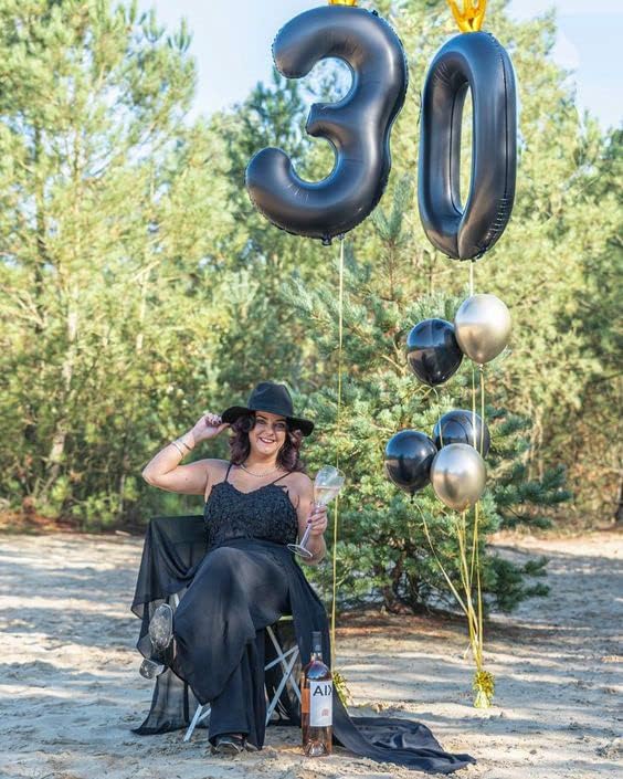 Black 4 Balloon, 40 Inch Number Balloon, 4th Black and Gold Party Decorations, Number 14 40 Balloons, Four Large Numbers for Party Decor, Number 4 Balloon.