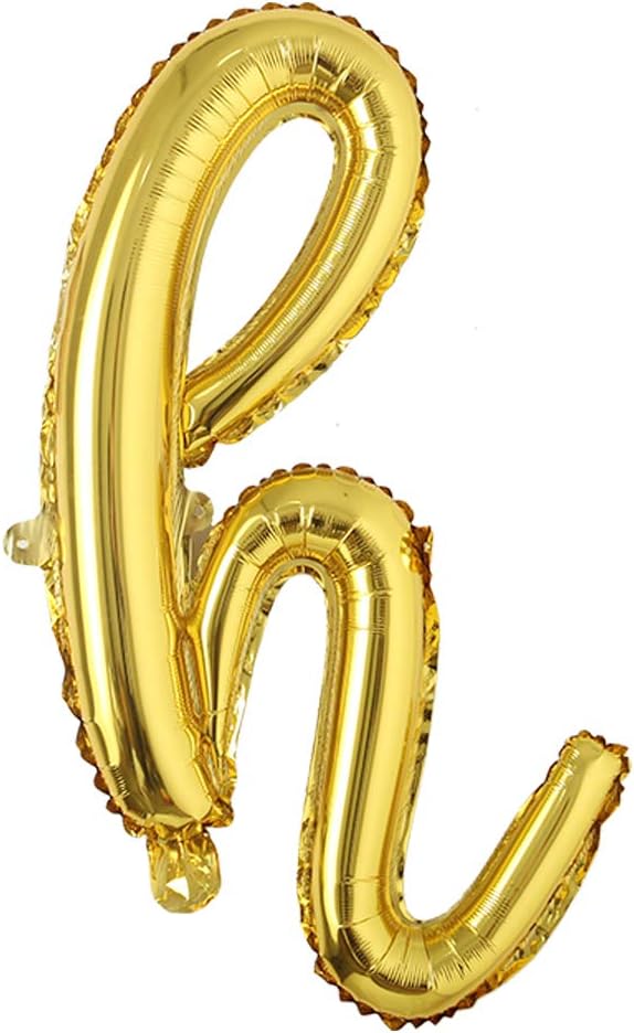 18 inch Gold DIY a-z Handwriting lowercase letters name Foil balloon Letter character birthday Wedding party decoration Balloon (18 inch Gold h)