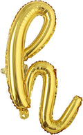 18 inch Gold DIY a-z Handwriting lowercase letters name Foil balloon Letter character birthday Wedding party decoration Balloon (18 inch Gold h)