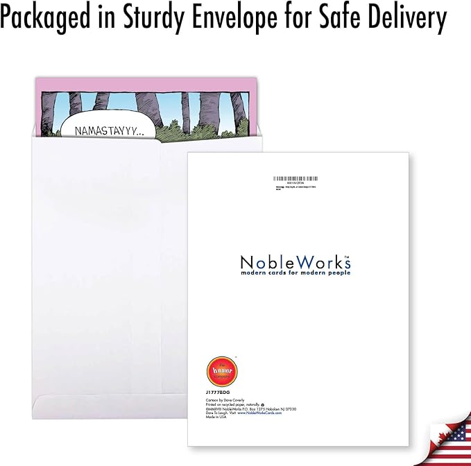 NobleWorks - 1 Big Funny Birthday Card Cartoon (8.5 x 11 Inch) - Jumbo Womens Comic Humor, Group Greeting Card with Envelope - Namastayyy J1777BDG
