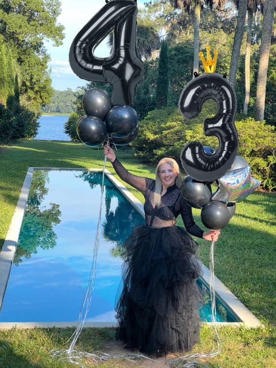 Black 4 Balloon, 40 Inch Number Balloon, 4th Black and Gold Party Decorations, Number 14 40 Balloons, Four Large Numbers for Party Decor, Number 4 Balloon.