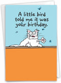 NobleWorks - 1 Awesome Birthday Greeting Card - Cartoon Art, Happy Funny Bday Note - Little Bird C9592BDG