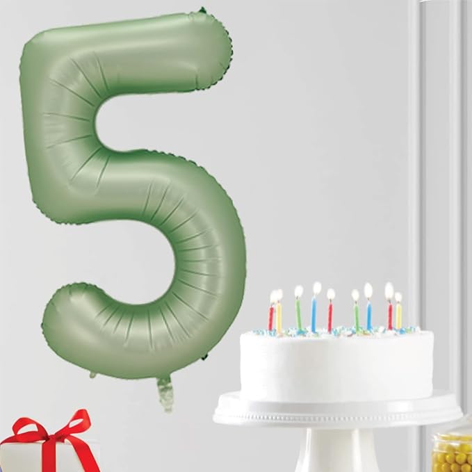 Number 5 Balloon, Large number balloons 40 inch, 5th Birthday Party Decorations 5 Year Old Birthday Sign Decor, Sage Green