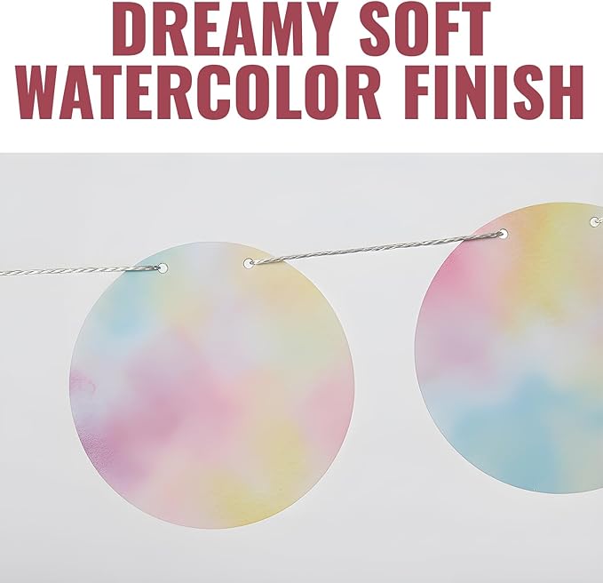 Fun Express 7 ft. x 4 1/4" Pastel Watercolor Ready-to-Hang Garland Decoration