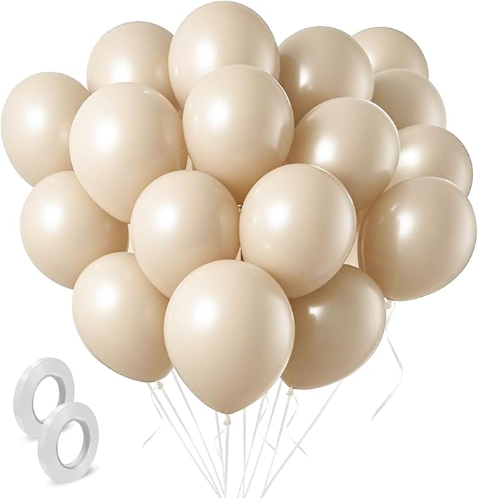 Cream Balloons 160 Pack 5 inch Latex Party Neutral Round Beige Sand White Balloons for Birthday Wedding Baby Shower Gender Reveal Party Decoration