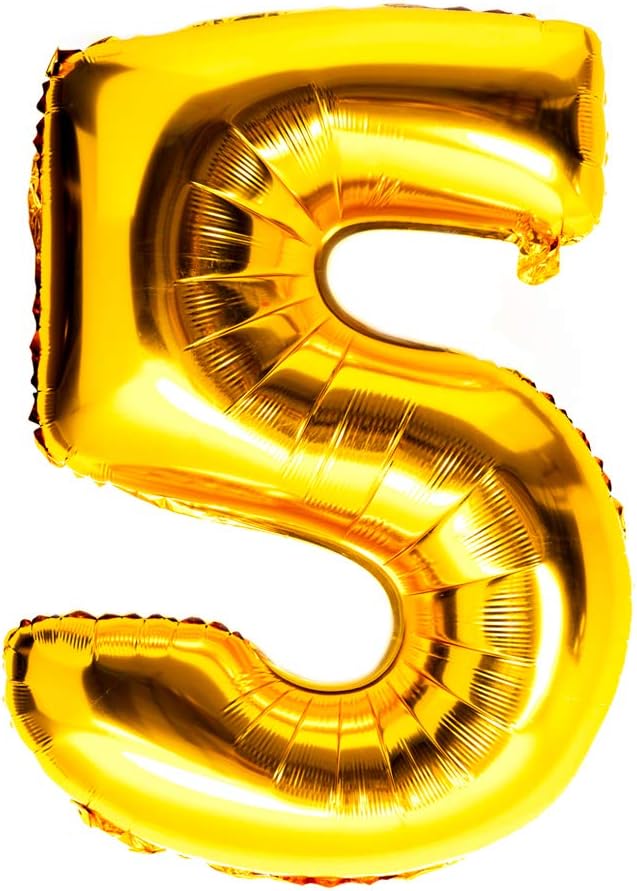 40 Inch Large Foil Helium Number Balloon Birthday Wedding Party 0-9 (Gold, 5)