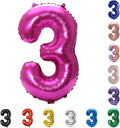 YPSelected 32 Inch Large Foil Helium Number Balloon Birthday Wedding Party 0-9 (Rose Red, 3)