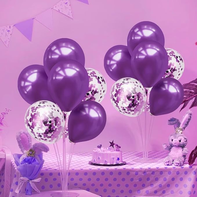 Purple Balloon Stand Centerpiece Table Decorations for Birthday Bridal Shower Wedding Engagement Mother's Day Graduation Halloween Party Decorations New Years Eve 2026(Purple set4)