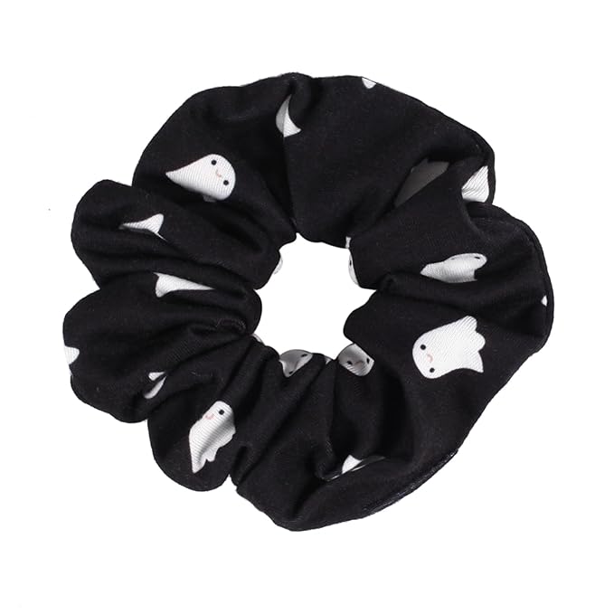 Halloween Hair Scrunchies BOO Spooky Pumpkin Fall Scrunchies Skull Ghosts Bat Star Moon Candy Spider Web Skeleton Hair Ties for Women Girls Elastics Scrunchy Halloween Gifts Accessories 12 PCS