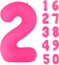 Fluorescent Rose Red Number Balloon 40 inch Giant Foil Helium Balloons Pink Number 2 Balloon for 2nd Birthday Party Decorations