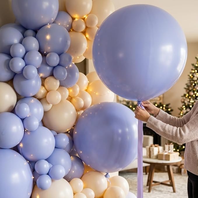 KALOR Dusty Gray Giant Balloons 36 Inch Large Latex Balloons, 4 Pack Jumbo Round Helium Balloon for Birthday Bridal Shower Wedding Baby Shower Party Decorations