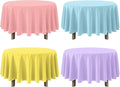 4Pcs 84 Inch Round Pastel Tablecloths, Mix Color Plastic Tablecloth Disposable Round Table Covers for Baby Shower,Bridal,Wedding,Easter,Birthday and Ice Cream Party Decorations