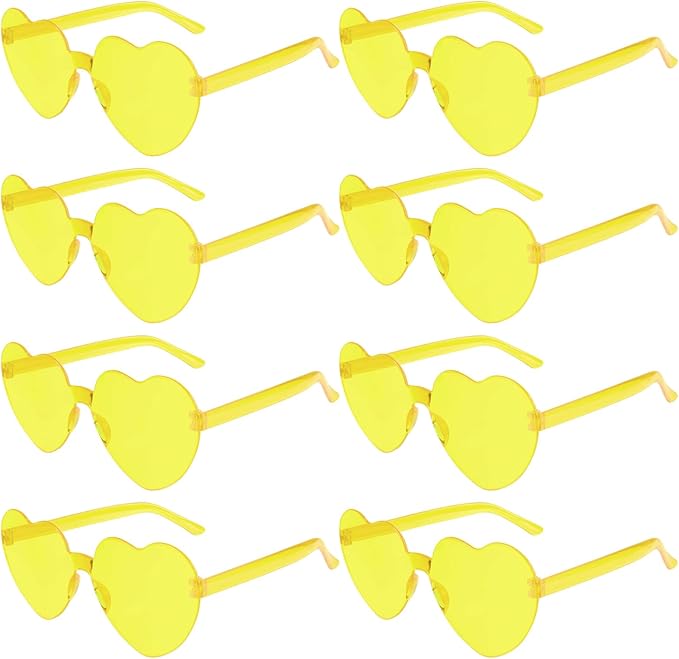 PLULON Heart Sunglasses for Women 5/12/25 Pcs, Heart Glasses Valentine Day Rimless Shaped Candy Color Fun Glasses Party Favor
