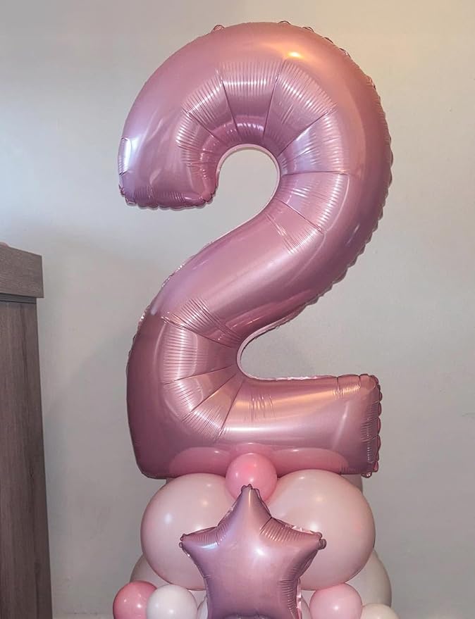 Pink Number 2 Balloons – 40 Inch Giant Foil Number Balloon, Light Pink Number Balloon for Girls Birthday, Baby Shower & Princess Theme Party Decorations