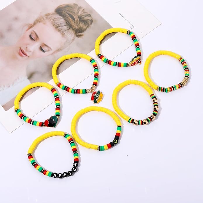 Surfer Heishi Bracelets for Women Stackable Rainbow Vinyl Disc Clay Beaded Stretch Bracelets Elastic Layering Friendship Bracelets Boho Summer Beach Jewelry