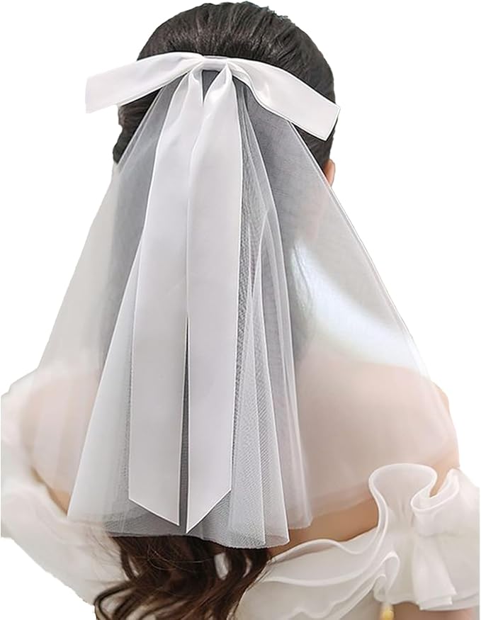 White Short Wedding Veil Pearl Rhinestone Bride Veils Bridal Veils Bachelorette Party Veil for Brides and Women