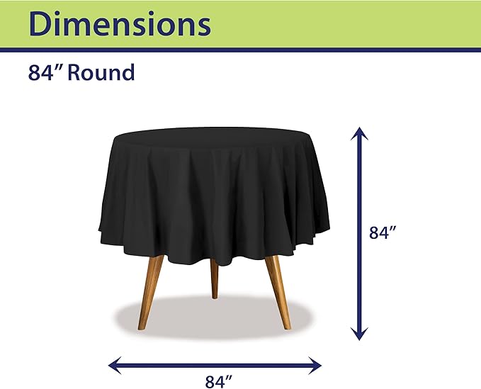 Party Dimensions Black Disposable Plastic Tablecloth for Round Tables (36 Pack) Table Cloths for Parties, Events & Weddings, Indoors & Outdoors, 84 inches, Plastic Table Cover