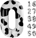 40 Inch Cow Print Balloon Number 0 Balloons,Jumbo Mylar Foil Helium Balloon for 10 20 30 40 50 60 70 80 90 100 2025 Birthday Digital Balloons for Birthday Party,Wedding Anniversary Party Decorations