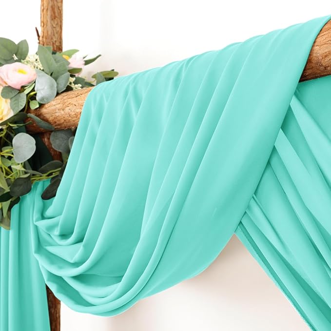 Wedding Arch Draping Fabric 30'' x 18FT Sheer Chiffon Arch Drape Backdrop 1 Panel Teal Drape for Easter Bridal Shower Baby Shower Photo Booth Church Decor Birthday Party Outdoor Decoration