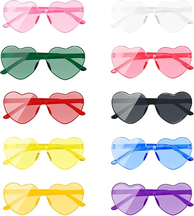 AEAHALY Heart Sunglasses for Women and Men Rimless Heart Shaped Sunglasses Bachelorette Bride Party Accessories