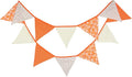 Halloween Pennant Banner, 1 Pack 12 Flags Vintage Halloween Banner Decor Fabric Bunting Flags Orange Garland Fall Decor (Style 2)