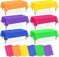 Mwellewm 12Pcs Plastic Table Cloth Disposable, Assorted Color Rainbow Tablecloth Colorful Neon Rectangle Bulk Solid Table Cover for Birthday Wedding Graduation Picnic Home Party Decoration(54x72 Inch)
