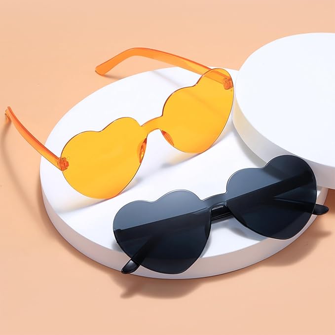 30 Pairs Heart Shaped Sunglasses, Valentine's Day Sunglasses, Candy Color Frameless Heart Glasses, Frameless Hearts Glasses Bulk for Party Favor Valentines Day