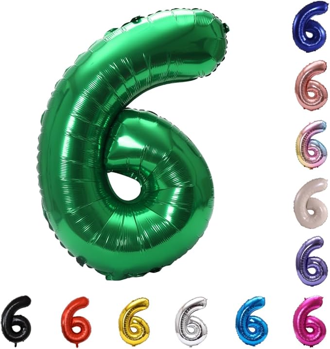 YPSelected 32 Inch Large Foil Helium Number Balloon Birthday Wedding Party 0-9 (Green, 6)
