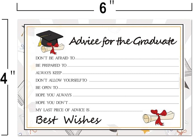 Graduation Wish Cards - 50PCs High School or College Graduation Advice Cards Supplies 2026 Decorations Grad Celebration Party Supplies for High School/College/Senior School