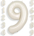 SUWEN 40 Inch Cream White Large 9 Number Balloons Big Foil Helium Number Balloons 0-9 Jumbo Happy 9th Mylar Birthday Party Decorations for Boy or Girl Anniversary Party Supplies
